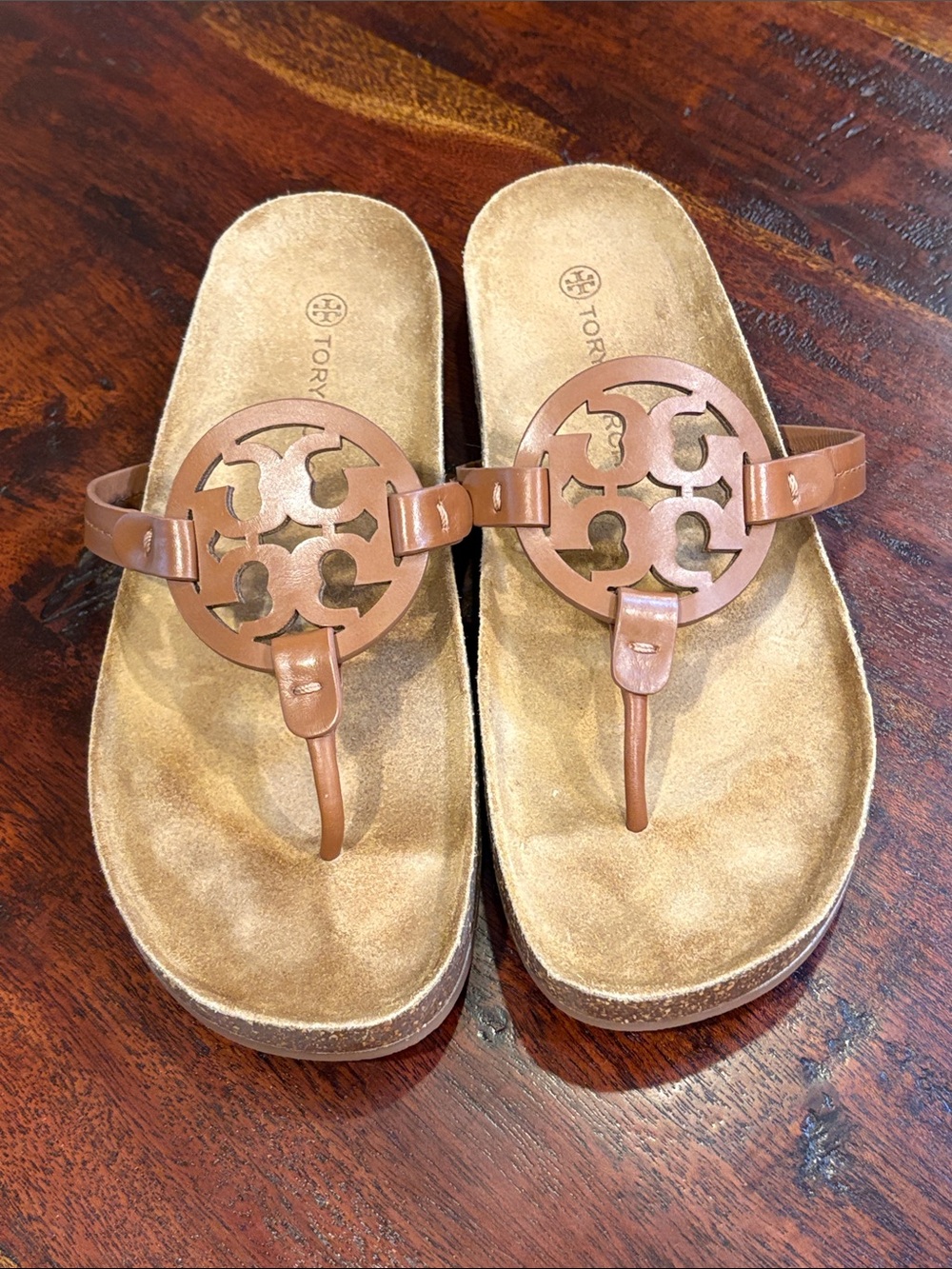 Tory Burch Miller Cloud Calf Leather / Cork Sandals size 10